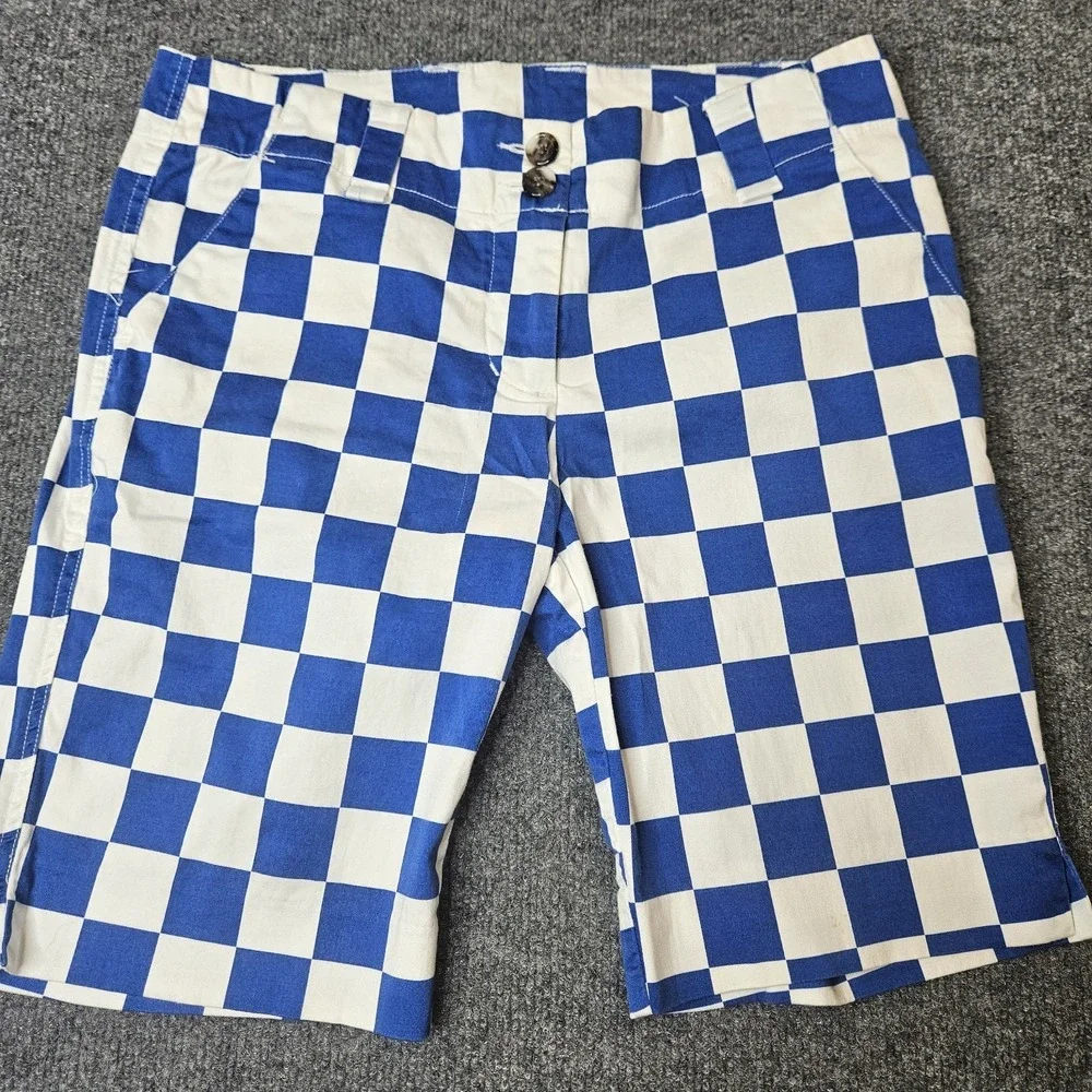 Loudmouth Golf Womens‎ Blue Checkered Bermuda Shorts Size 4 Inseam 9